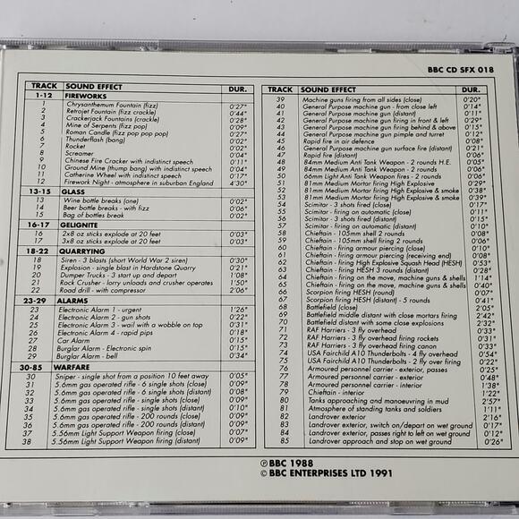 BBC Sound Effects Library International Disc 18 Bang! CD 1991 - Picture 3 of 3
